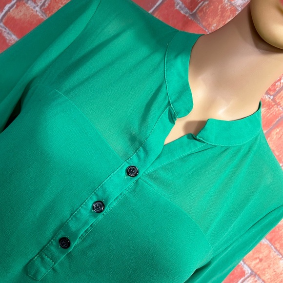 Veinfuns Green Silk Chiffon Dress Layered Asymmetrical Hem - Picture 2 of 11